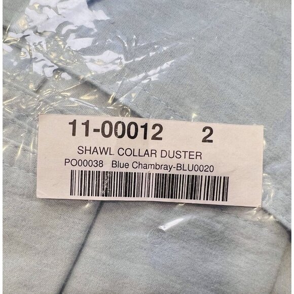 Soncy Women’s Plus Size Shawl Collar Duster Jacket 2XL Blue Chambray Light NWT - Picture 3 of 5